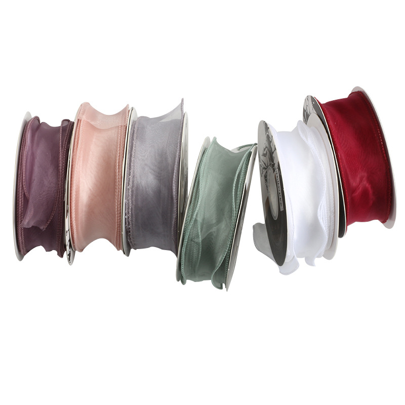 Hilo de cola de pescado con cinta roja arco pequeña flor fresca tienda floral especial material de cinta de embalaje al por mayor