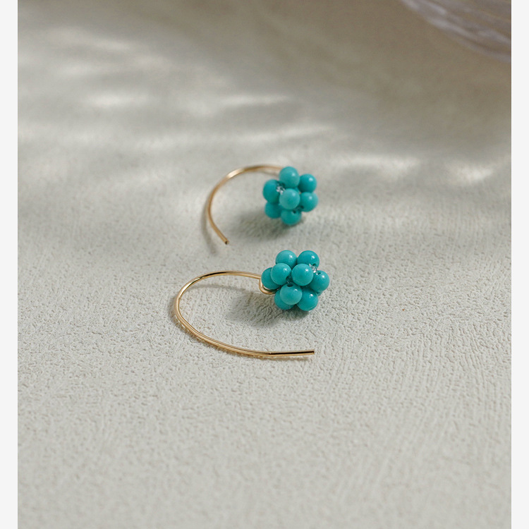 Small design turquoise ear clips