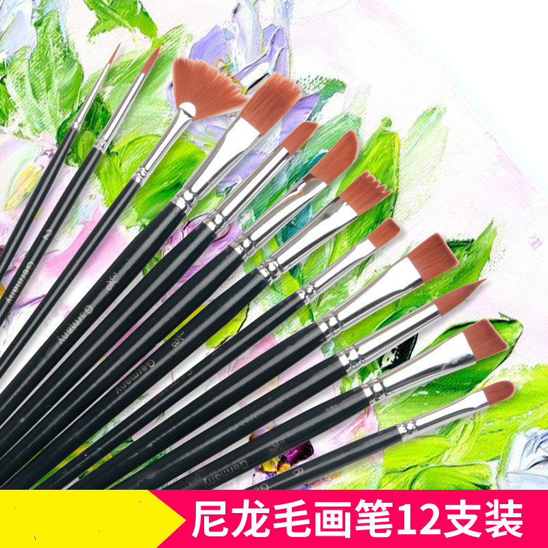 Juego de Pinceles Multifuncionales de 12 Piezas para Acuarela, Gouache, Acrílico y Óleo, Pinceles de Pigmento para Pintar, Bolígrafos de Punta Mixta para Niños, Venta al Por Mayor Transfronteriza