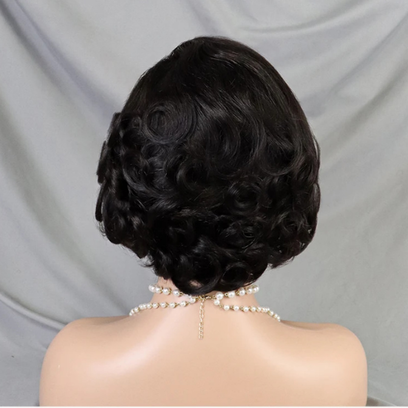 250g Weight Full Head Wigs Wig & Hair Extension Type Wigs Wig Accessories Short Curly Hair Wig Hairstyle Real Hair Hair Material Casual, Street Occasion Women's Gender Simple Style Style Women's Simple Style Casual Street Real Hair Short Curly Hair Wigs 7