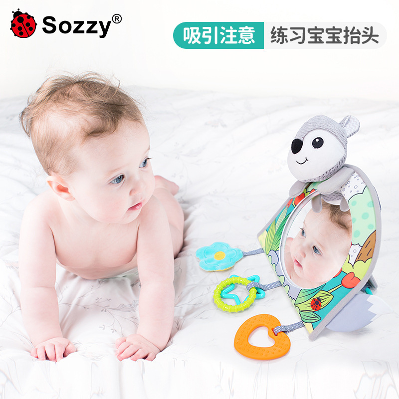 Sozzy nuevo recién nacido Hahaha espejo adornos bebé regalo coche espejo retrovisor bebé coche colgando calmante Juguetes