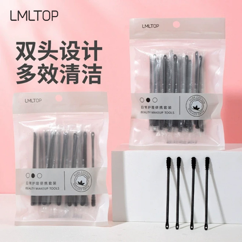 100 piezas de hisopos de algodón, embalaje neutro, hisopos de madera de doble punta, hisopos de algodón desechables para limpieza de maquillaje, venta al por mayor