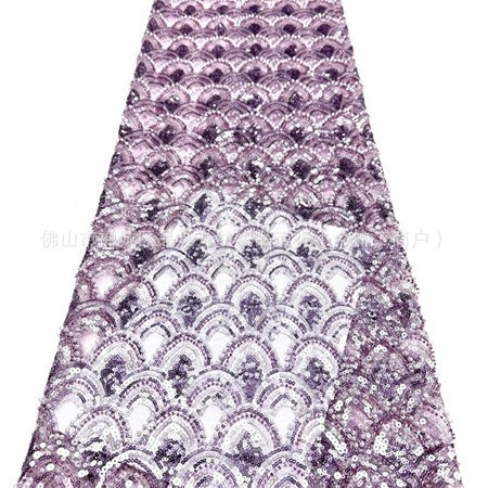 Fabricantes de escamas de pescado nueva tela de encaje de cuentas Gao Ding vestido de fiesta de baile de moda tela
