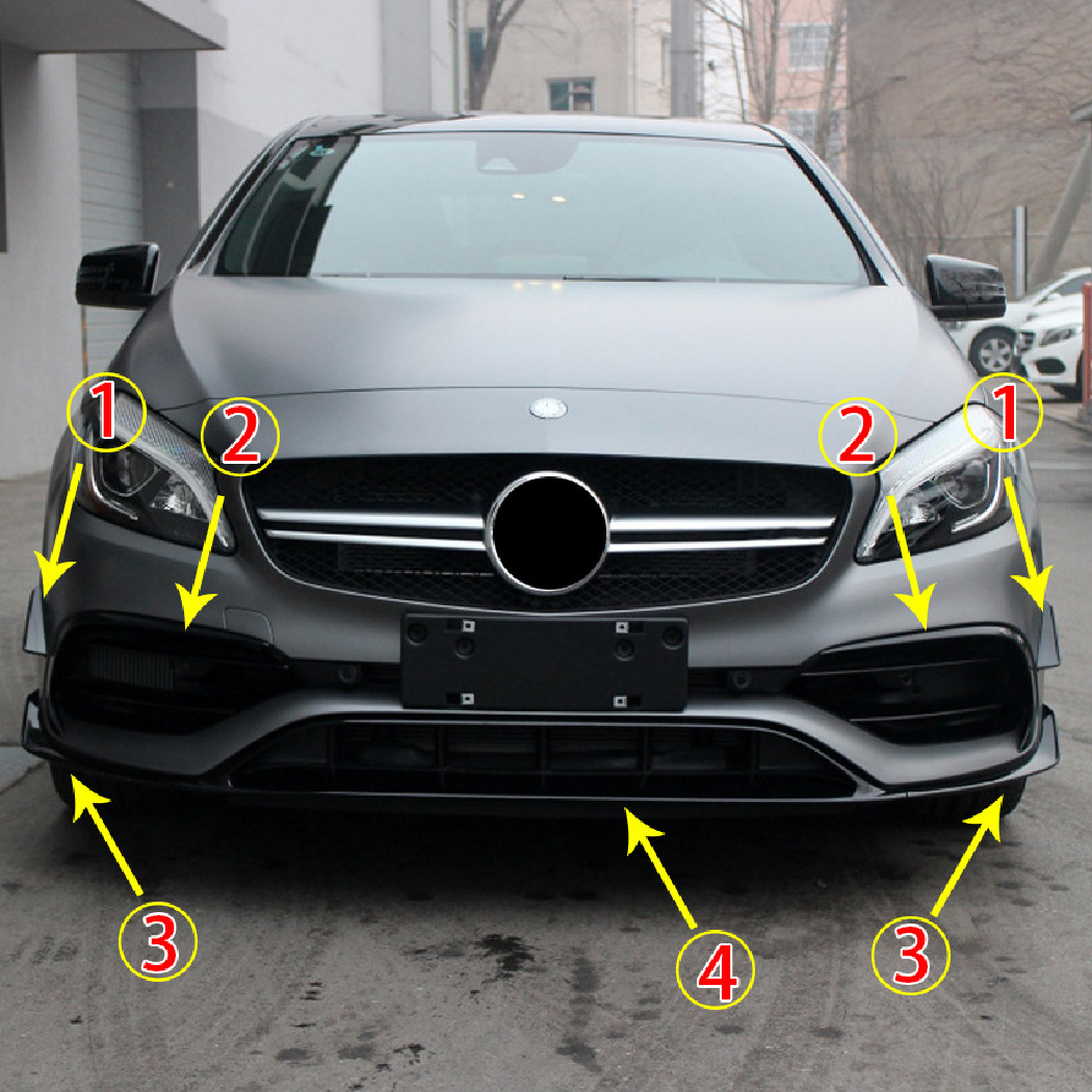 Canards y Labio Delantero de Coche para Mercedes-Benz Clase A W176 AMG Line ABS Decorativo