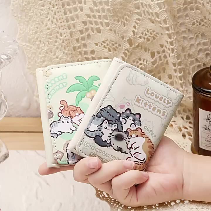 Original kitten 30% discount wallet girl's cute student coin purse card bag one-piece high-value short wallet