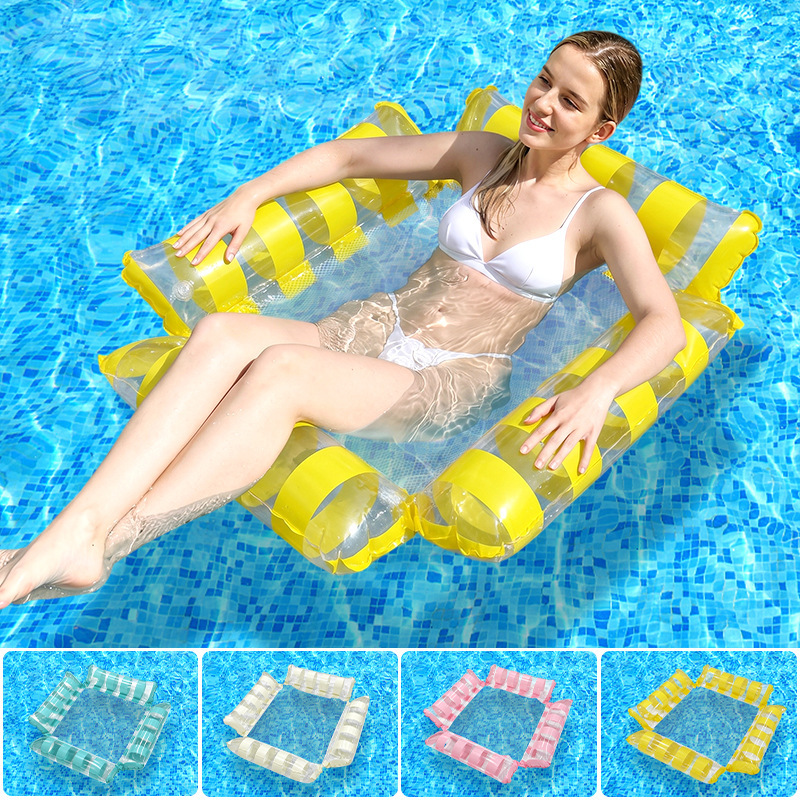 Cross-border inflatable water hammock, adult PVC striped floating platform, pool leisure foldable water lounge chair, in stock Cross-border inflatable water hammock, adult PVC striped floating platform, pool leisure foldable water lounge chair, in stock