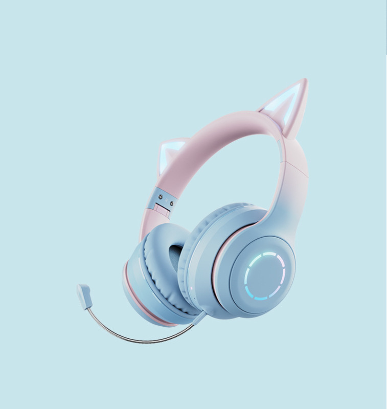 新型bt029c猫耳発光ゲーム電競争アナウンサーヘッドセット無線bluetoothヘッドセット工場卸売り|undefined