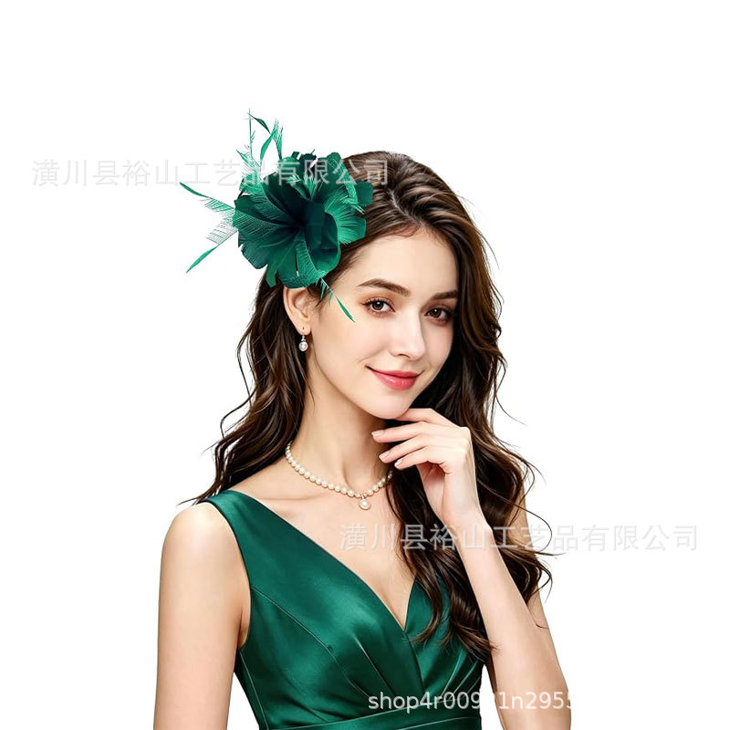 Cross-border bestseller on Amazon: floral mesh headpiece and hair accessory for parties, dances, horse racing festivals, and banquets, offering an elegant look