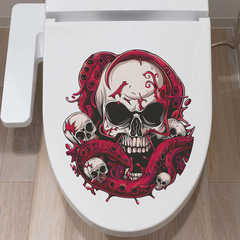 外貿萬聖節驚悚章魚骷髏頭浴室馬桶貼家居裝飾牆貼貼紙自粘批發