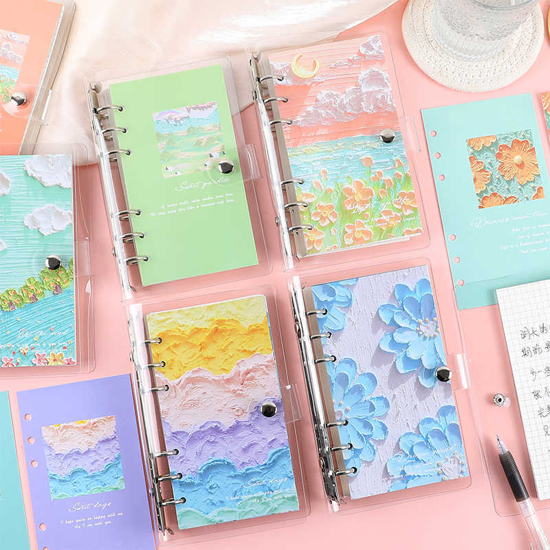 Lovely inseng literatura y arte pintura al óleo hoja de mano libro de contabilidad de alto valor facial exquisita sensación avanzada diario de chicas desmontable