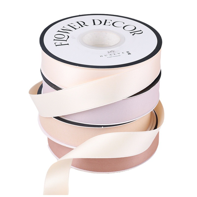 2,5 cm cinta de poliéster de doble cara al por mayor bolsa hecha a mano de bricolaje materiales de flores embalaje mate lavado bolsa de algodón cinta de la flor
