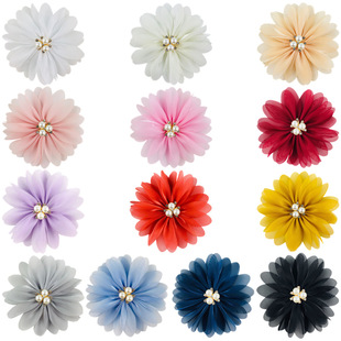 9cm double-layer head flower New handmade gauze flower with diamond high-end headdress clothing pet accessories accessories spot wholesale