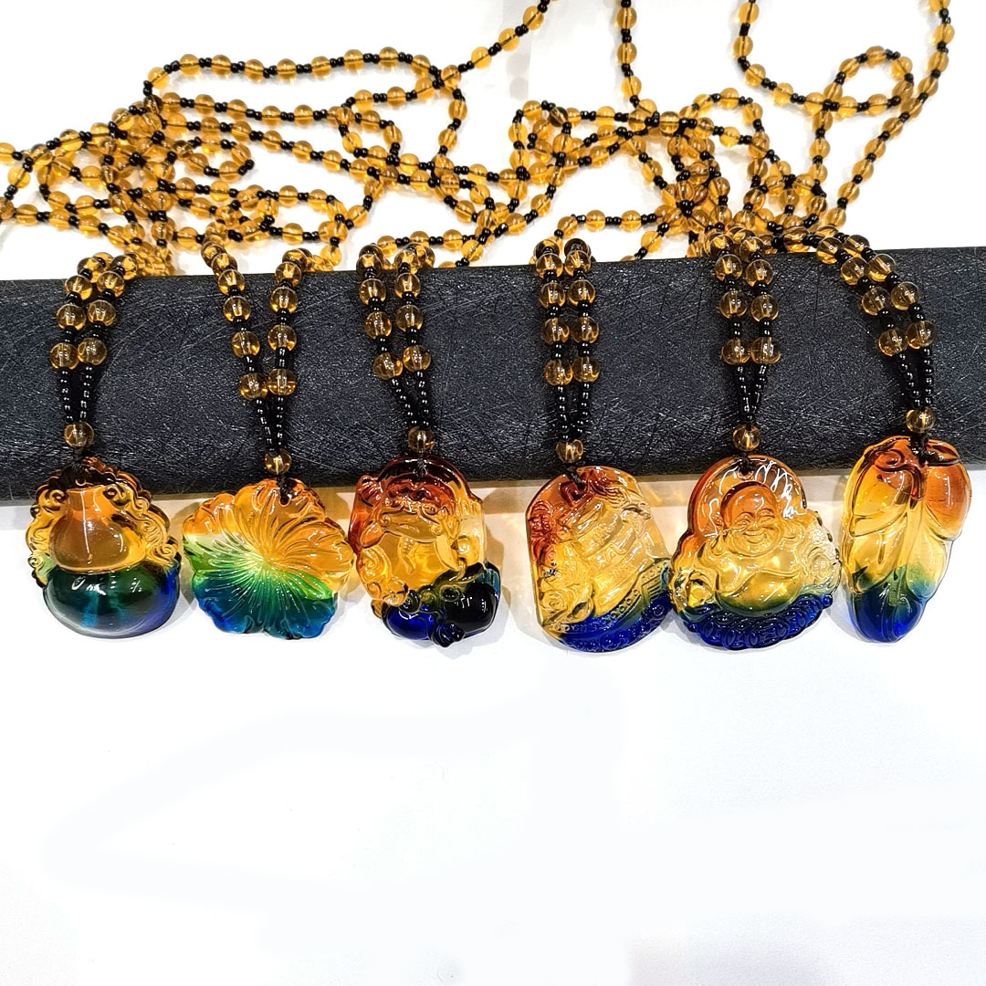 Ethnic Style Leaf Flower Glass glass Unisex Pendant Necklace 1 Piece