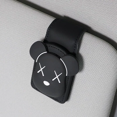 Car Glasses Clip/Bill Clip – Cartoon Sunglasses Card Clip - xx-black-bear-black-u-shaped-glasses-clip