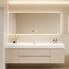 コーリアンの新しいオールインワンクリーム洗面台、手洗い、肌に優しい洗面台、バスルームキャビネット組み合わせ洗面台、バスルーム