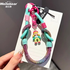 ドーパミンが色にぶつかった携帯電話のストラップのリストバンドがアニメの女の子のストラップを編む