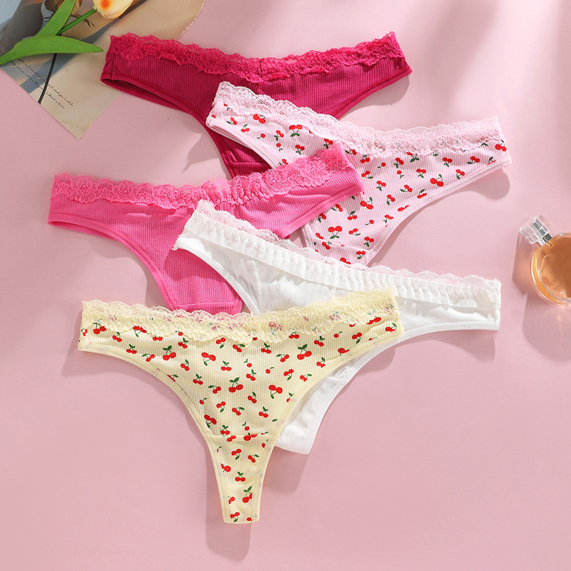 Wholesale Export Women's Thong Cotton Sexy Sweet Cute Style Girl Low Waist Briefs