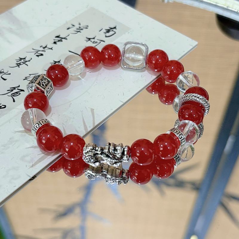 Pareja original estilo antiguo hecha a mano pan de dragón con cuentas pulseras pulseras para hombres niñas nuevas joyas de muñeca china