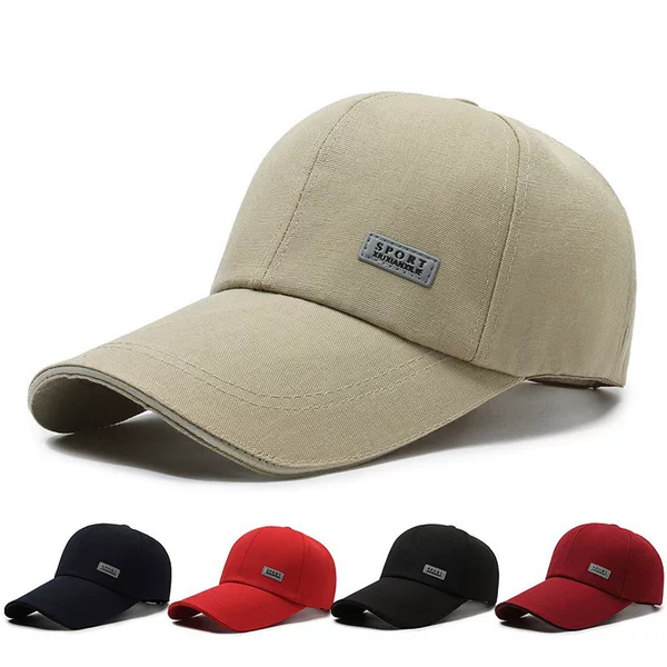 Baseball Cap Men's Sun Hat Sunscreen Sunshade Fishing Men's Canvas Lengthened Hard Top Cap Baseball Cap