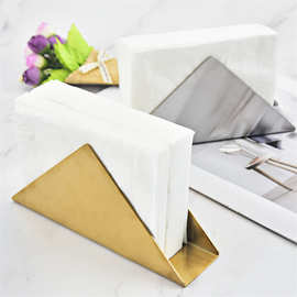 北欧金色不锈钢三角形立式纸巾架餐厅酒店金属纸巾座板纸纸巾夹
