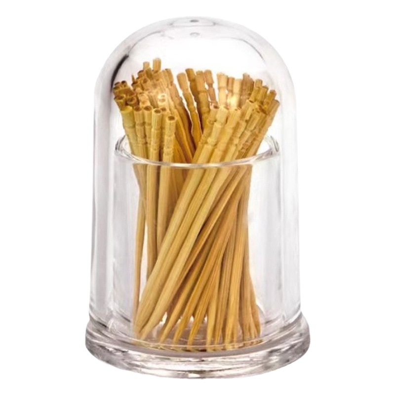 Transparent acrylic round toothpick bucket toothpick bottle plastic products thickened drop-resistant simple square toothpick box holder