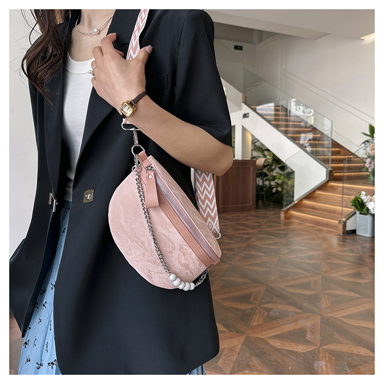 750g Weight Nylon Lining Material Zipper Closure Type Single Shoulder Strap Strap Type Crossbody Bag Bags Type Casual, Holiday Occasion Pu Leather Material Solid Color Pattern All Seasons Season Women's Gender Vintage Style, Streetwear Style Dumpling Shape Shape Medium Size Women's Vintage Style Streetwear Solid Color Pu Leather Waist Bags 6