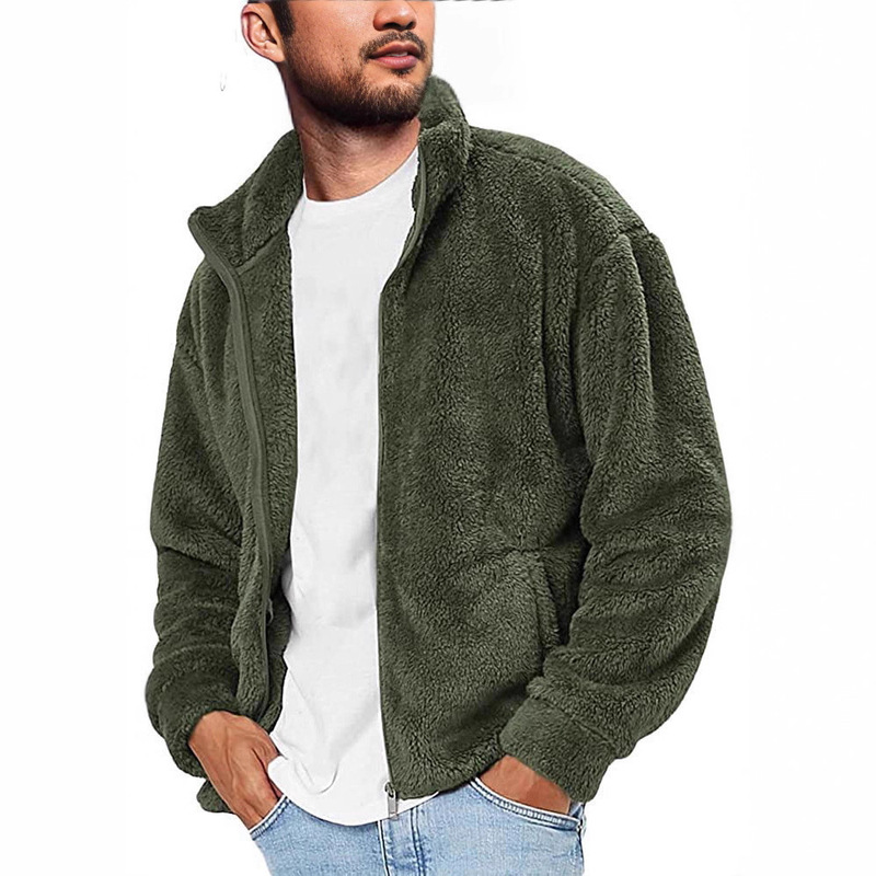 2025 New Autumn and Winter Casual Men's Plush Foreign Trade European and American Popular Casual Trendy Men's Jackets