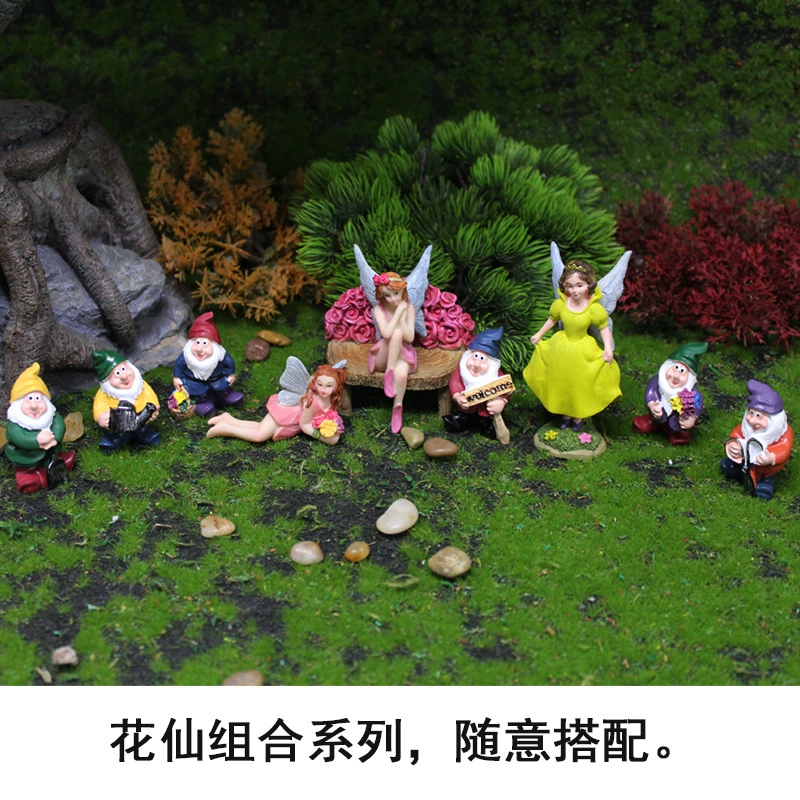 Cross-border flower fairy creative combination small ornaments micro landscape garden fairy tale decoration dwarf beautiful girl resin