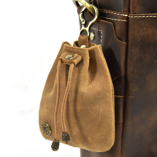 Cowhide Coin Bag Literary Mini Coin Purse Retro Short Leather Small Wallet Data Cable Storage Bag Dropshipping