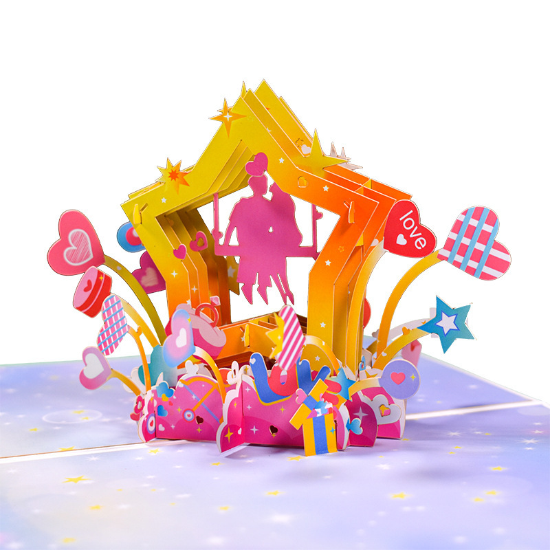 2023 New Valentine's Day Greeting Card 3D Creative Handmade Blessing Cross-border Amazon Card Romantic Stars