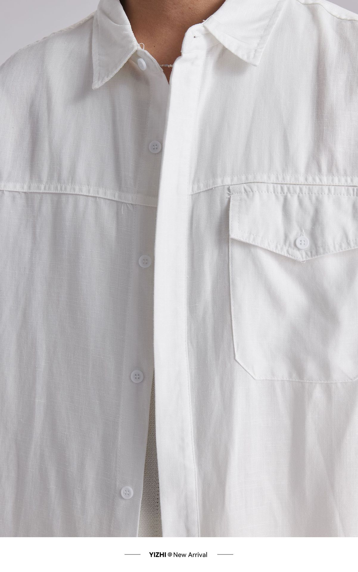 Bộ sơ mi linen tay ngắn nam phong cách lịch lãm, thoáng mát — Xanh navy chi tiết 14