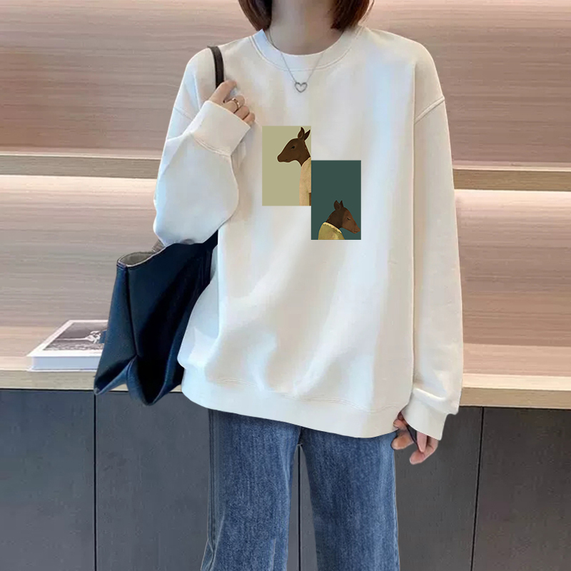 韩式休闲字母加绒加厚圆领女运动衫2025春秋季新欧洲外套套头卫衣|undefined