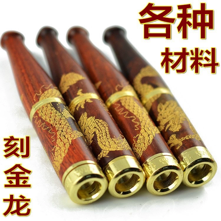 Держатель для сигарет из сандалового дерева, твердая древесина, тонкая резьба, фильтр с рисунком дракона, съемный и моющийся держатель для сигарет с фильтром из сандалового дерева
