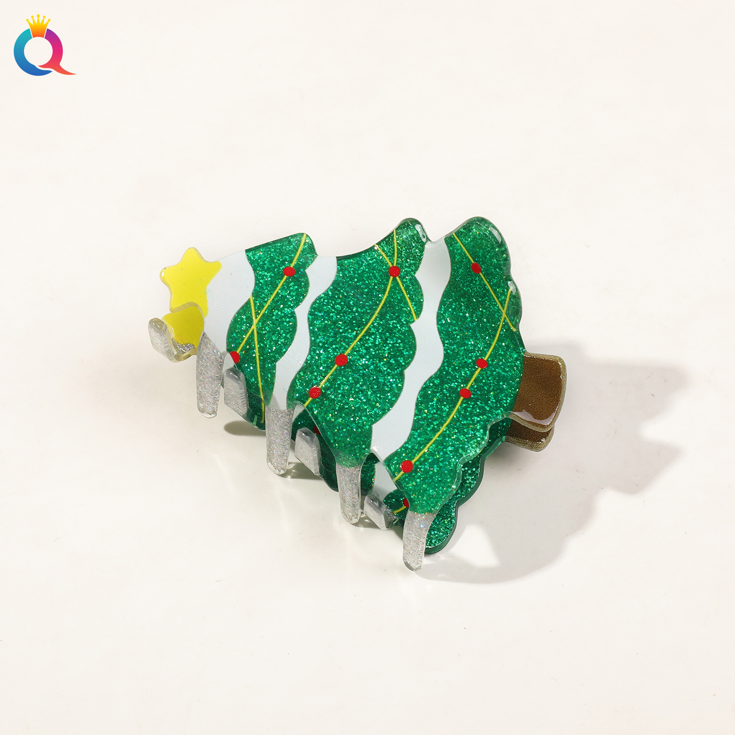 Christmas gift Odd reading cross border acrylic Christmas cartoon glitter hair clip disc hair clip senior sense shark clip hair accessories wholesale_voghion.com