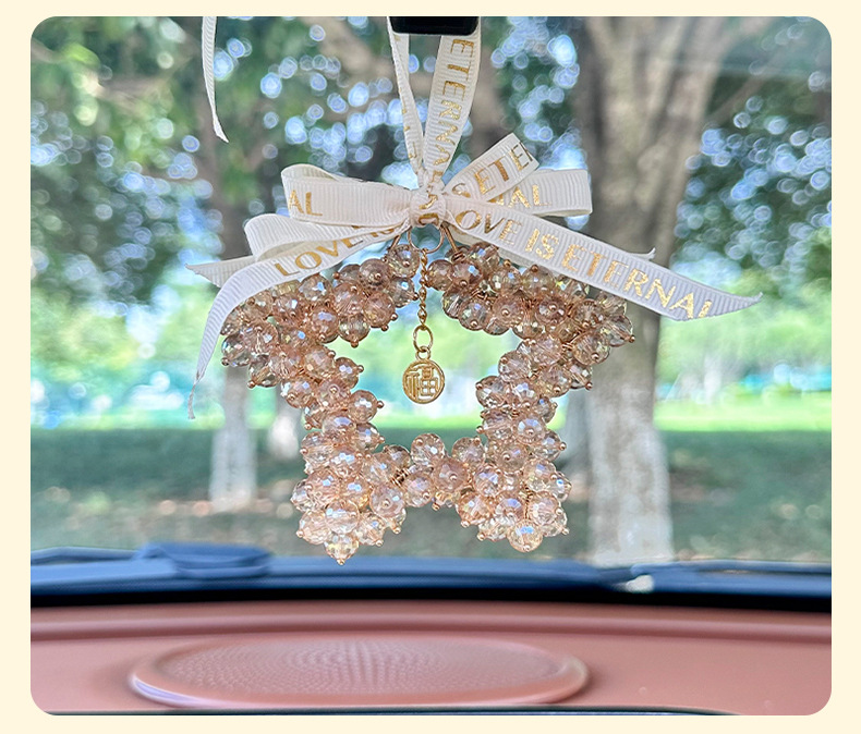 New car pendant Crystal five-pointed star Car Rearview mirror decoration car pendant creative decoration car pendant