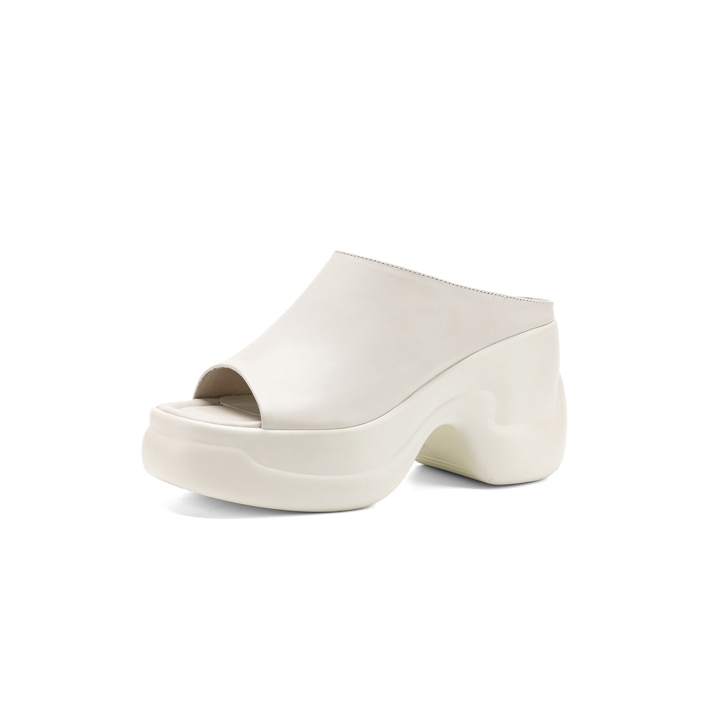 Sandal cao gót nữ đế dày 8,5 cm quai ngang da bò — đen chi tiết 22