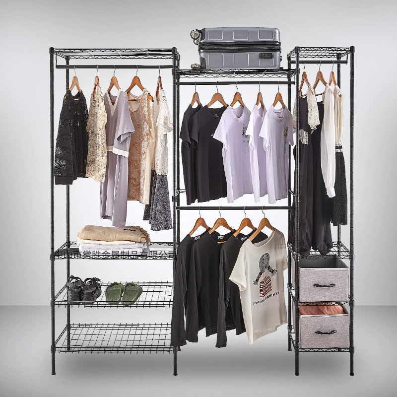 Kawai bedroom economical row combination wardrobe adjustable walk-in black powder coated large size wardrobe hanger