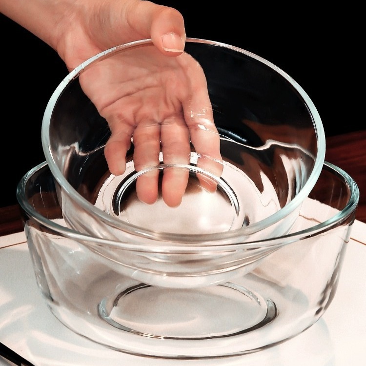 Tazón de vidrio transparente para el hogar Ensalada de frutas y verduras japonesa Tazón de cristal para el dormitorio de estudiantes Fideos instantáneos para microondas