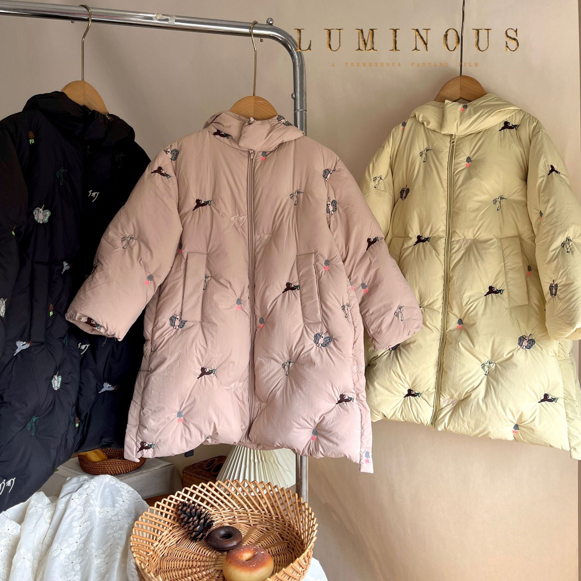 in stock ~ 2024 girls‘ winter western style new national standard long 90 white duck down jacket keep baby warm coat