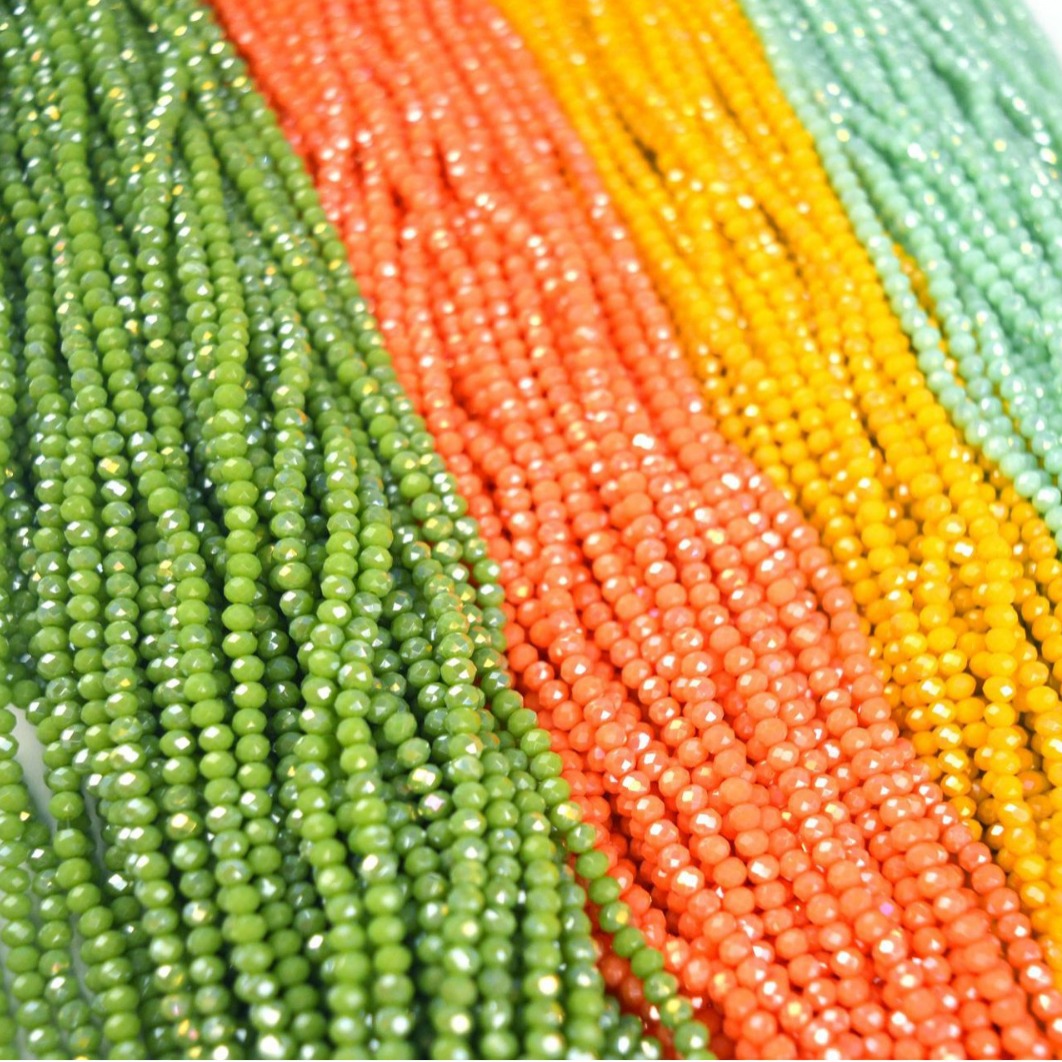 Cuentas planas de 1MM para ruedas de cuentas, cuentas de porcelana AB de alta temperatura, coloridas, transparentes, iridiscentes, facetadas, para pendientes, pulseras, espaciadores y micro cuentas.