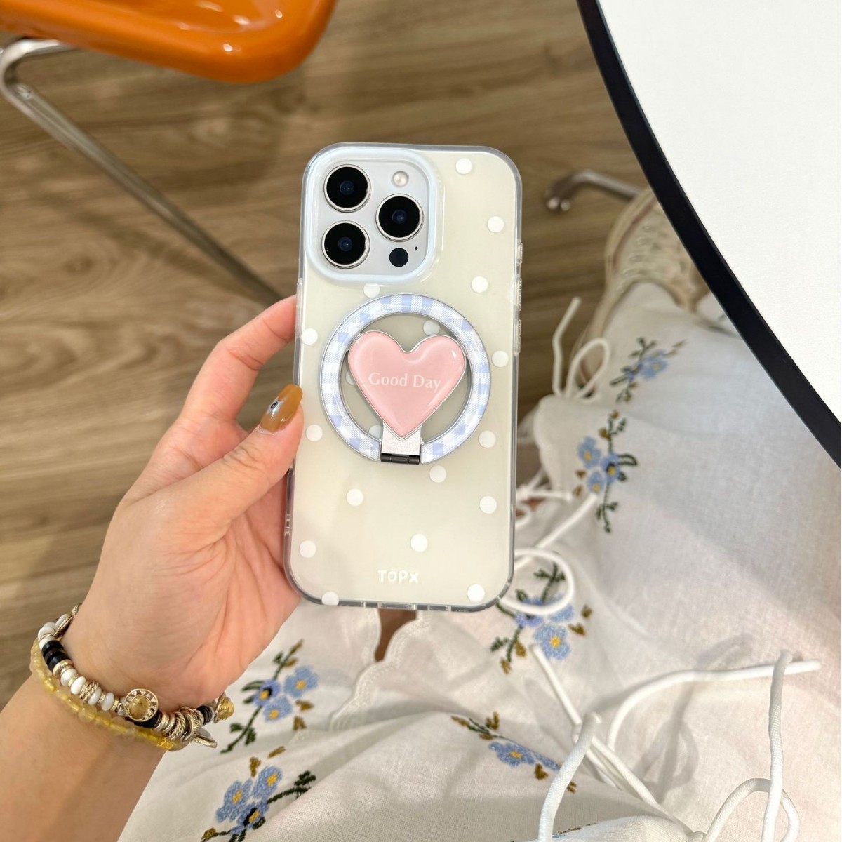 Punto de onda simple coreano para Apple 16ProMax funda para teléfono móvil 15Pro soporte de amor 14/13 niña 15PM