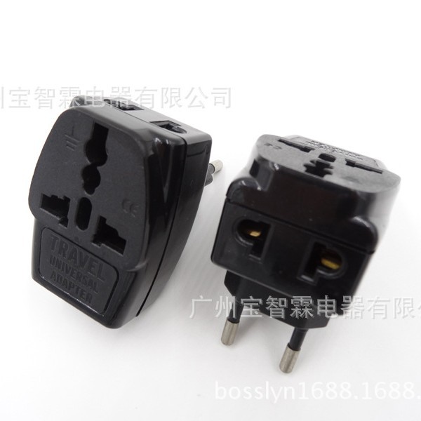 转换插头 侧面开孔 一转三意大利转欧规转接头 多功能转换插头