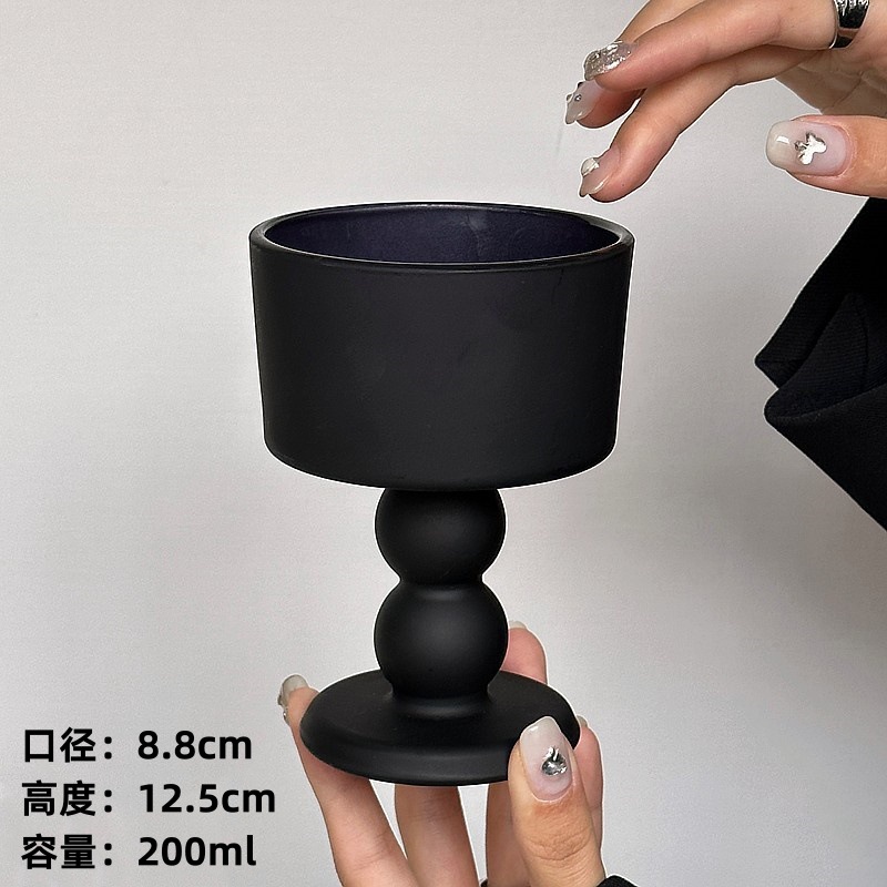 Retro silencioso vidrio negro esmaltado estilo francés medieval taza de pie alto insins viento de alto grado lámpara de escritorio modelado candelabro adornos