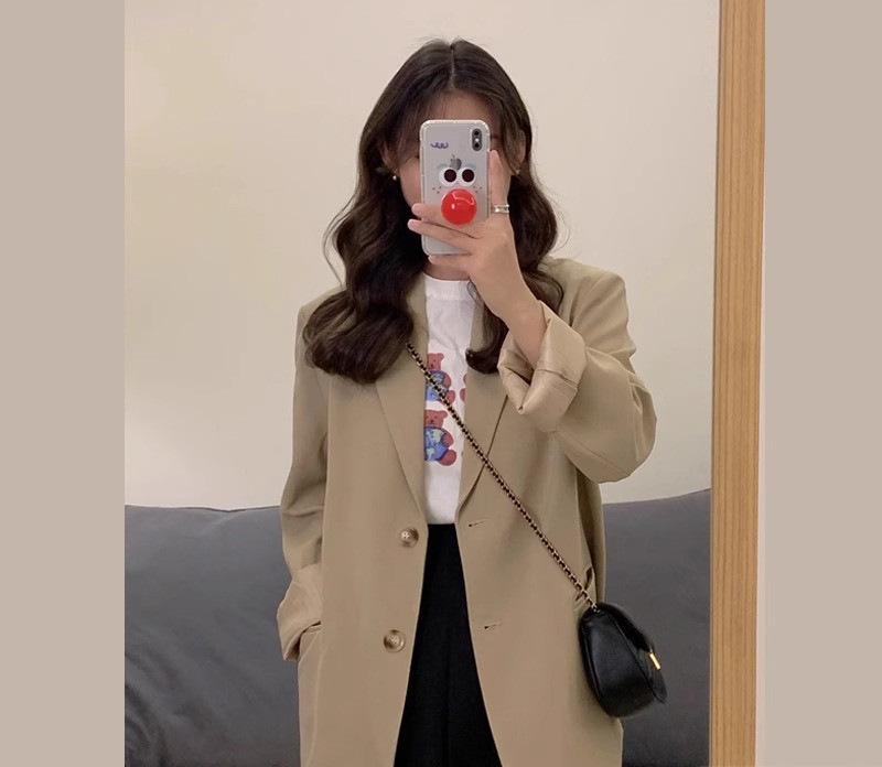 High-End Khaki Small-Sized Blazer for Women, Early Spring New Korean Style Loose Casual Suit