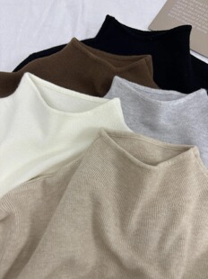 Japanese simple small stand collar knitted base shirt for women in autumn and winter soft long-sleeved inner sweater casual versatile top