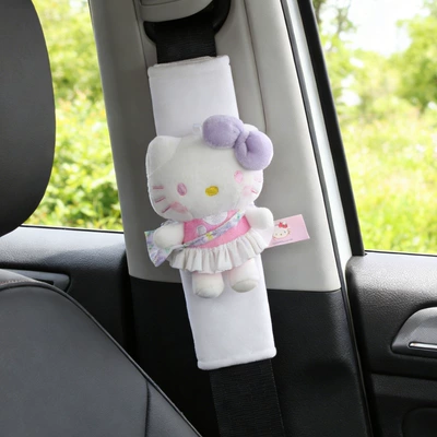 Accessories New Car Gift — Seat belt shoulder pad - white-shoulder-pad-crystal-velvet-purple-floral-bag-kt-single