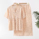 Women's Cotton Double-Layer Yarn Short-Sleeved Capri Pants Home Wear Thin Summer Simple Casual Wide-Leg Pants Pajamas suit