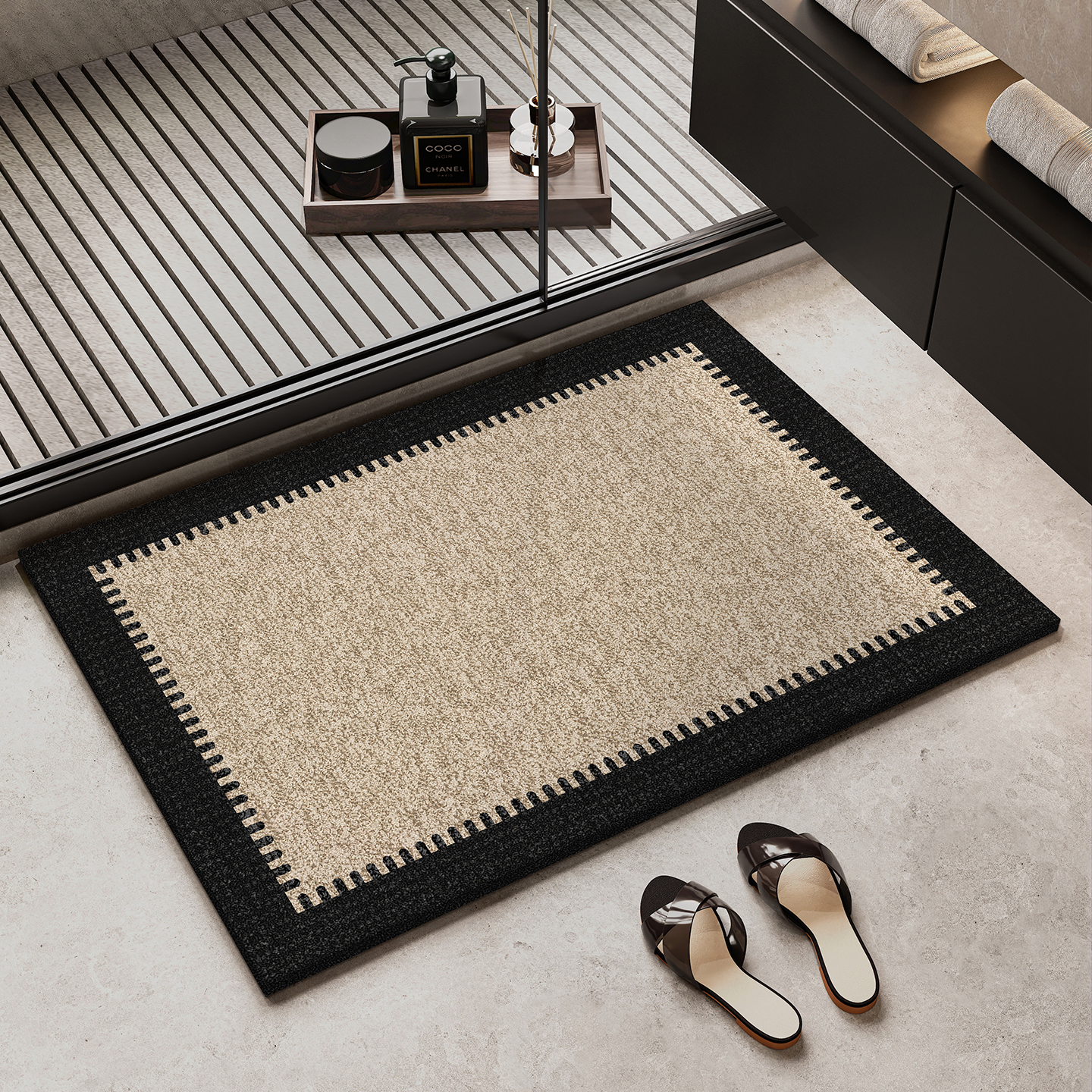 Bathroom Floor Mat Wabi-Sabi Style Bathroom Easy Care Quick-Drying Non-Slip Floor Mat Bathroom Water-Absorbent and Stain-Resistant Diatom Mud Floor Mat