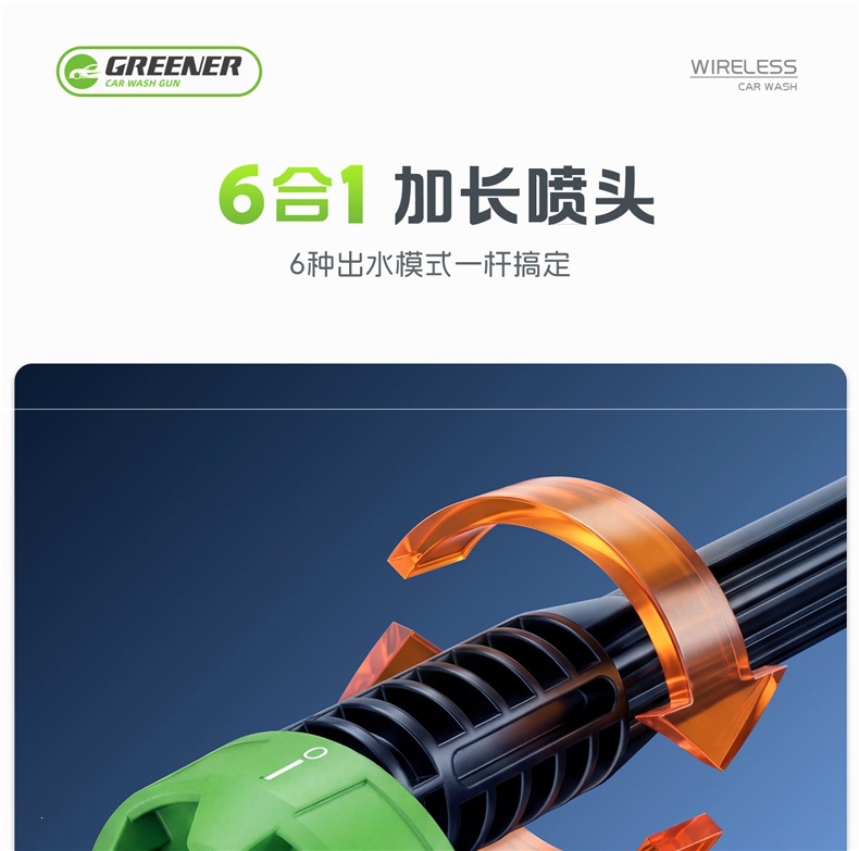 Green Forest Car Wash High-Pressure Water Gun, Household Cleaning Machine, Wireless High-Power Water Pump, Powerful Pressure-Boosting Home Floor Cleaning Tool