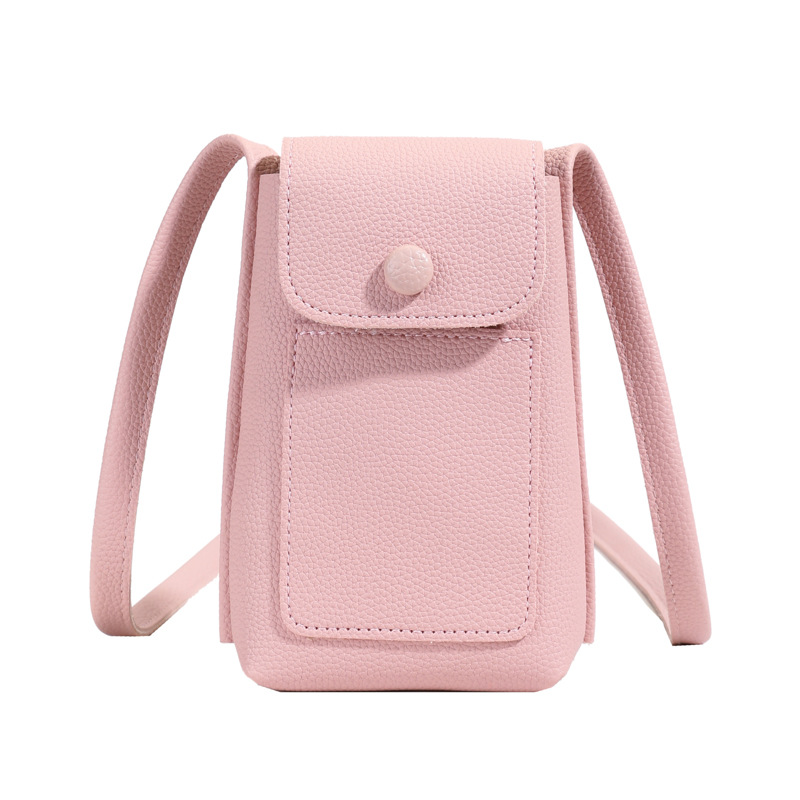 Bolso de teléfono móvil de moda coreana 2025 verano nuevo bolso femenino casual con patrón de lichi bolso de hombro simple y versátil bolso de mensajero